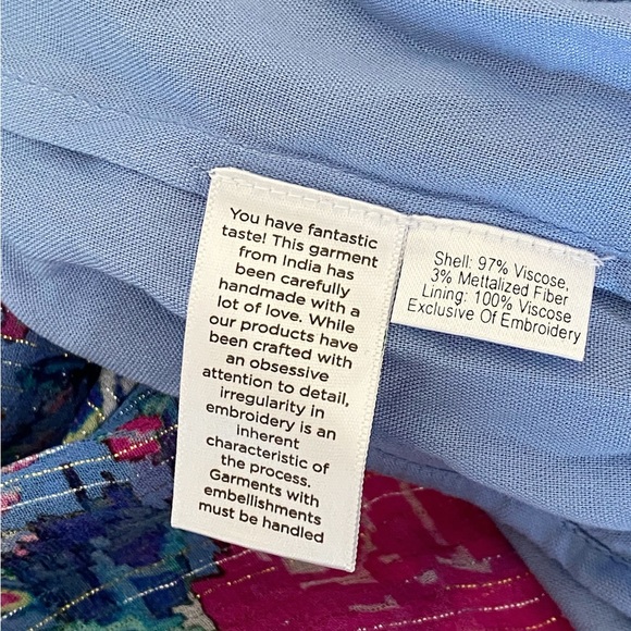 HEMANT & NANDITA Metallic Stripe Floral Minidress size M - Picture 13 of 14